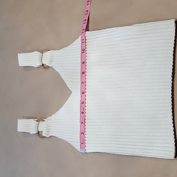 Club Monaco Size M Off White / Ivory Knit Sweater Tank with Resin Ring Accents - Picture 6 of 12